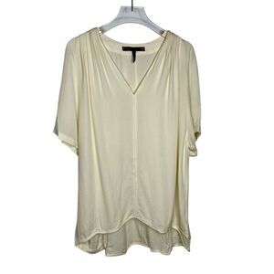 Halston Heritage Dressy Career‎ White Cream Ivory blouse Top Drape Silk 6